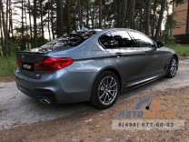 Накладки под пороги (Лезвия, ЧЕРНЫЙ ЛАК) BMW 5-series (G30). Аналог накладок М-порогов (OEM 51192447015 и 51192447016)-11
